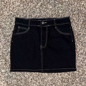 Black Denim Mini Skirt